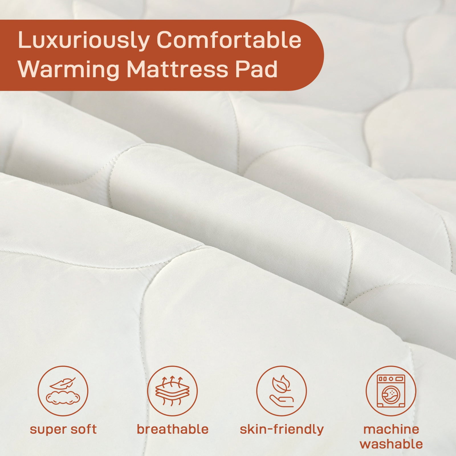 SOHTOPHO Heated Mattress Pad Calking, Heated Blanket, White, 72" X 84", Electric Mattress Pads, Heated Mattress, Bed Warmer, Bed Heater, Electric Blanket, Heated Mattress Cover, Heated Pad for Bed