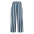 thumbnail image 4 of Bovemsi 2025 Women's Cotton Linen Striped Casual Pants – Elastic Waist Loose Fit Summer Trousers, Black, 3XL, 4 of 5