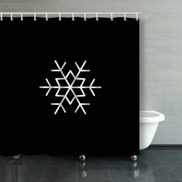 RYLABLUE Snowflake Outline Icon Isolated White Background Shower Curtain Bathroom Curtain 66x72 inches