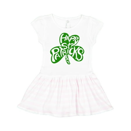 

Inktastic Happy St. Patrick s Day- green shamrock cutout Gift Toddler Girl Dress