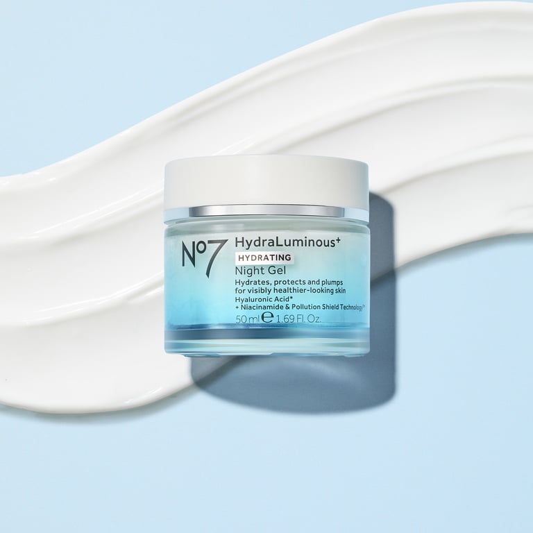 No7, HydraLuminous+ Night Gel, 1.69 fl oz, 2% Hyaluronic Acid