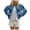 Blue, variant on GEWSEY Women's Lightweight Floral Embroidered Cropped Quilted Jacket Winter Warm Button Down Puffer Jacket Coat with Pockets (Khaki, L)