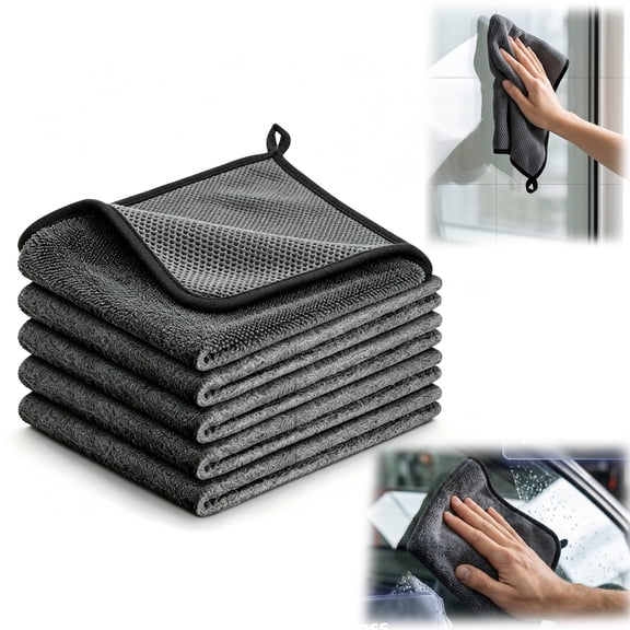 Genie Cloth Magic Cloth,Thickened Microfiber Cleaning Cloths, Reusable Lint Free Streak Free Cloths for Glass Windows, 11.8x15.7 Inch(5PCS)
