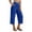 *Blue, variant on ClodeEU Women's High Waisted Cropped Wide Leg Linen Pants, Elastic Waist Casual Summer Trousers with Pockets Black,Women's Plus L