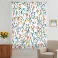 thumbnail image 2 of Teal Orange Eucalyptus Sheer Curtains 45 Inches Long, Weeping Botanical Leaves Light Filering Curtains, Breathable Simi Curtain Privacy Drapes for Kitchen Bathroom Lightweight Small Window Treatment, 2 of 9