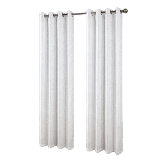RT Designers Collection Soho Foil Jacquard Polyester Window Curtain Grommet Panel 52" x 90" White/Gold