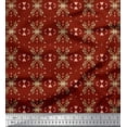 thumbnail image 1 of Soimoi Red Rayon Fabric Heart Leaves Printed Fabric 1 Yard 56 Inch Wide, 1 of 3