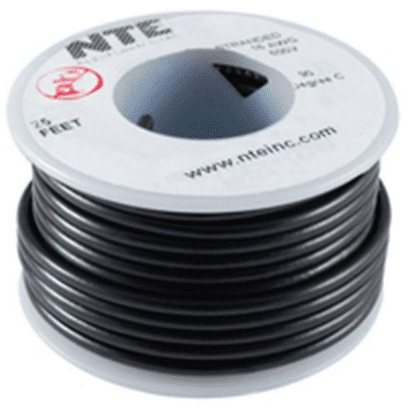 NTE Electronics WT24-00-25 WIRE TEFLON 24 GAUGE BLACK 25'