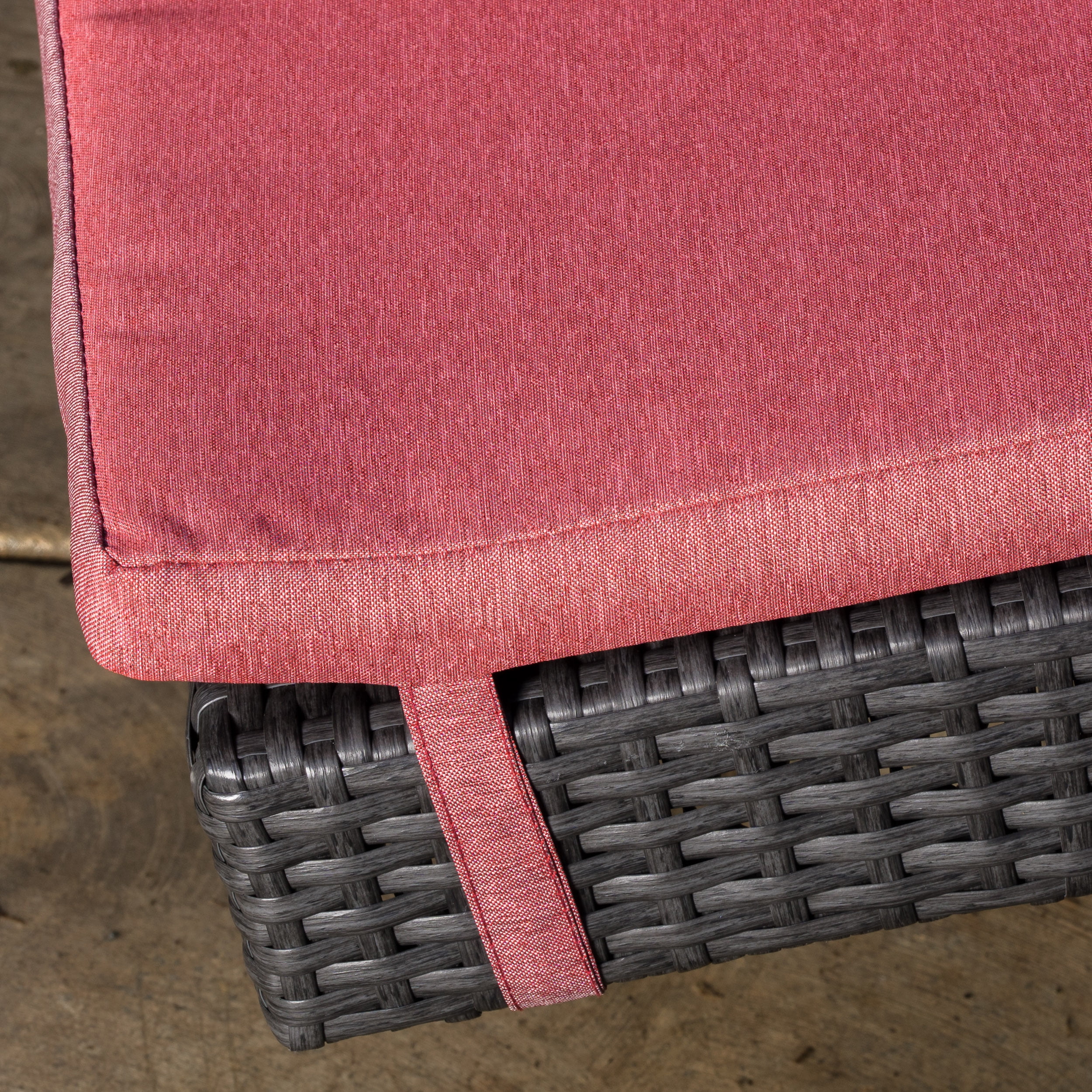Anthony Outdoor Wicker Adjustable Chaise Lounge with Cushion, Set of 2, Grey, Red