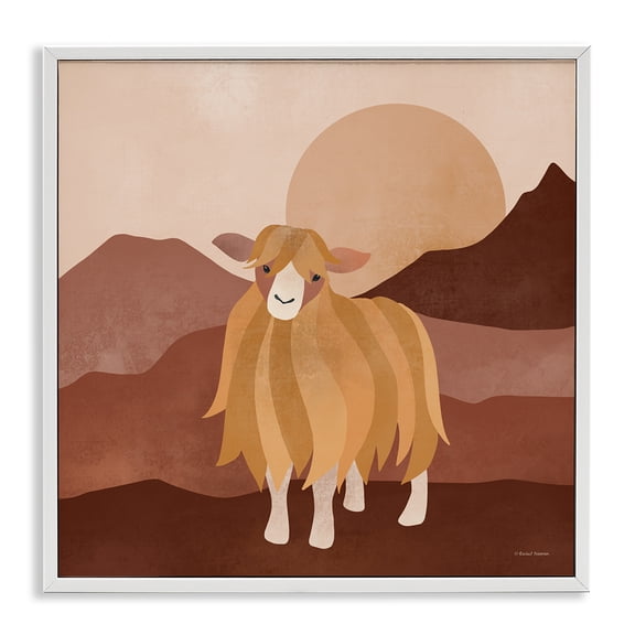 Stupell Industries Modern Cattle Mountains Landscape White Framed Giclee Art, 12 x 12, by Rachel Nieman