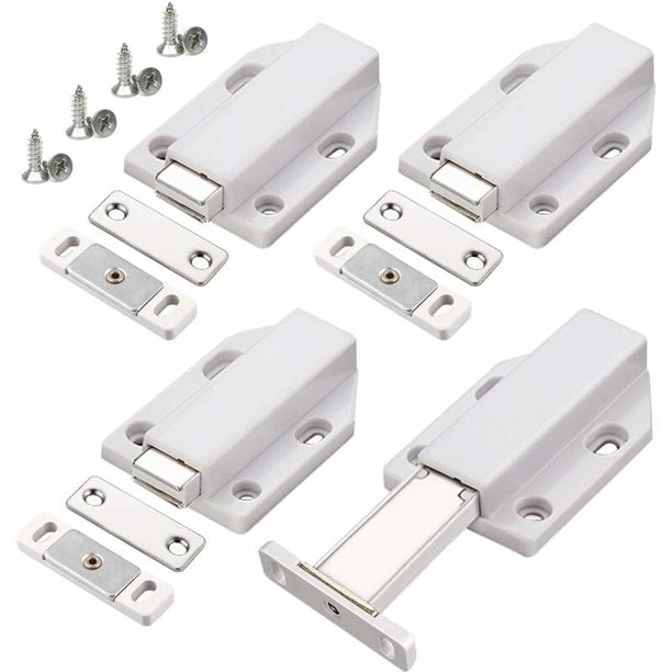 Push to Open 4 Pieces Push Open Push Door Cupboard Magnet Closure for Cabinet Drawer System Magnetic Latch Lock Push Door Damper for Cupboard Door