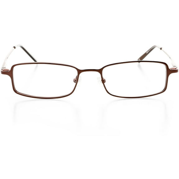Unisex Optical Eyewear - Rectangle Shape, Metal Full Rim, Dark Bronze
