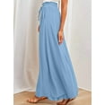 thumbnail image 6 of Women Casual High Waist Spring Fall Solid Color Long Wide Leg Pants Casual with Pockets S, 6 of 8