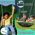 thumbnail image 5 of Sportspower Ladera Solar Wooden Swing Set with Clubhouse, Deck Lights, 2 Belt Swings, 2-Person Saucer Swing, 8ft Slide, Climbing Wall, & Bench/Table, FREE Anchors Included, 5 of 10