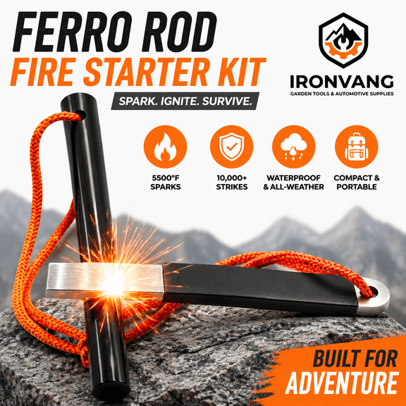 4" Ferro Rod Fire Starter Kit with Striker, Magnesium Flint Fire Starter, 10,000  Strikes Waterproof Camping Survival Tool for Hiking, Emergency, Bushcraft, Outdoor