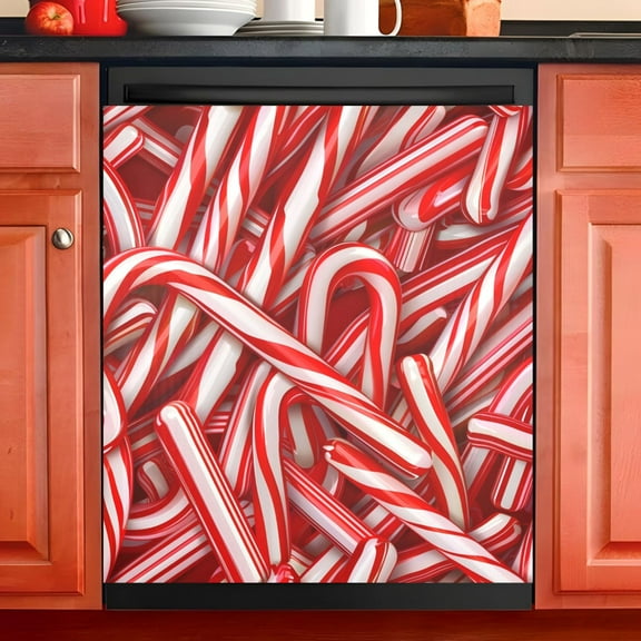 Ryvnso Candy Christmas Dishwasher Magnetic Refrigerator Magnet Cover Kitchen Home Decorative 23"x26"