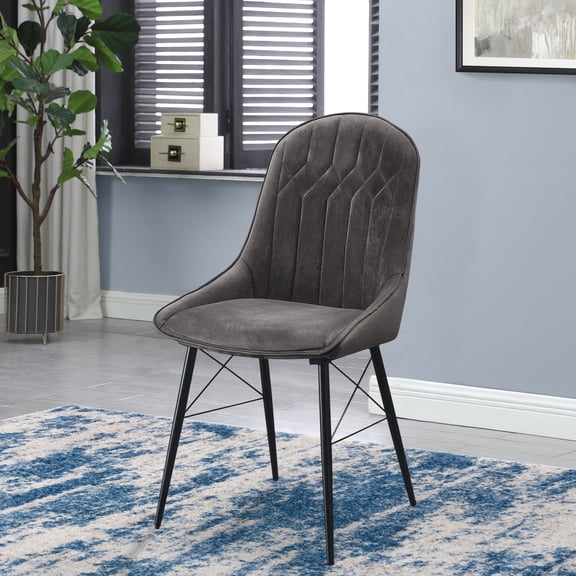 Miekor Furniture Grey and Black Tufted Back Dining Chairs (Set of 2) B5A3516