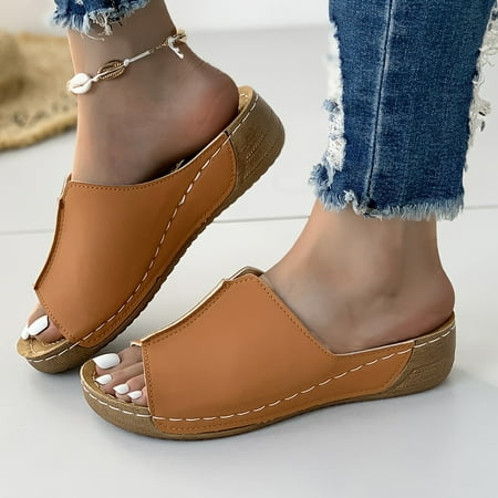 

Women s Simple Platform Sandals Casual Open Toe Summer Shoes Comfortable Slip On Sandals Summer Slides Shoes