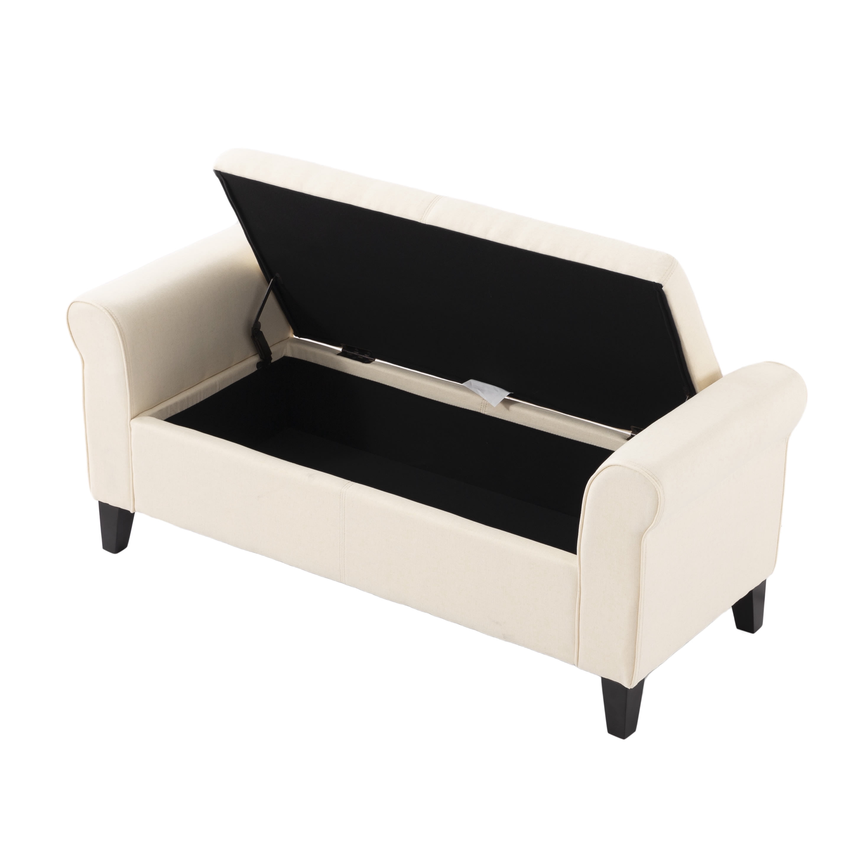 Gewnee 49.61" Flip Top Storage Bench, Linen Upholstered Solid Wood Frame Bench for Living Room and Bedroom, Beige