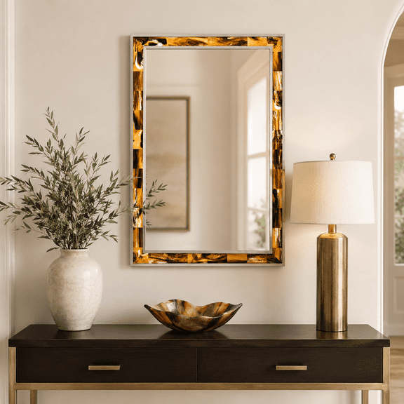 Elk Home Juba 24-Inch Wall Mirror in Horn Finish, Traditional Style