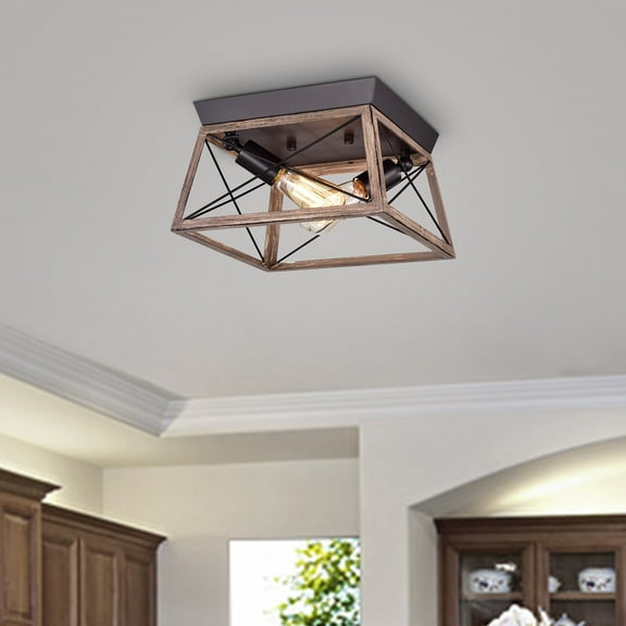 Warehouse of Tiffany Podell Oil Rubbed Bronze 2-Light Open-Cage Metal Flush Mount