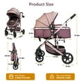 thumbnail image 5 of Minikid Baby Stroller, 3 in 1 Convertible Newborn Bassinet Stroller with Adjustable Backrest and Awning, Travel Stroller, Brown, 5 of 9