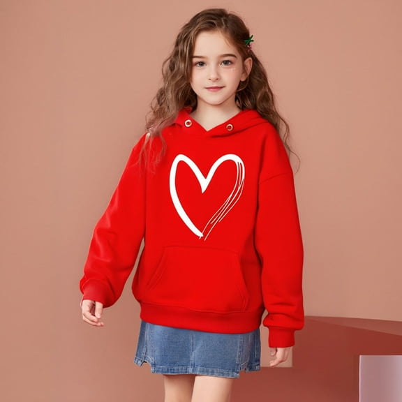 Kids Girls Hoodie Love Hooded Long Sleeve Casual Basic Pullover Sweatshirt Hoodie Fall Winter Clothes Kids Clothes Girls Size 8-9 Years Cute Boy Girl Clothing