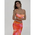 thumbnail image 7 of Romantic Date Ditsy Floral Camisole Backless Maxi Dress, Pink Orange Hibiscus Print, Spring Summer Evening Dress, 7 of 7