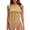 Khaki, variant on Womens Sleeveless Seamless Bodysuit Crew Neck Tummy Control High Cut One Piece Smoothing Compression Body Shaper