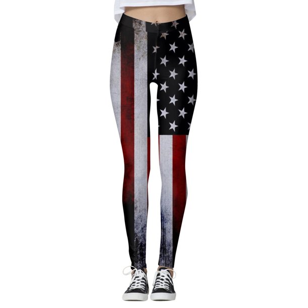 Gibobby Leggings yoga mujer Leggings deportivos estampados del 4 de julio para mujer Pantalones de yoga(Gris,XL)