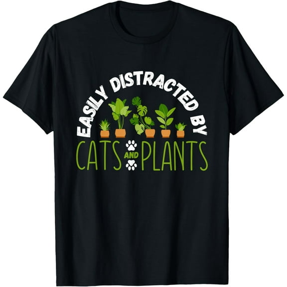 Easily Distracted By Cats and Plants Gardening Garden Women T-Shirt