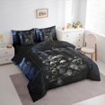 thumbnail image 2 of Homewish Horror Skull 7 Pieces Full Size Bedding Sets,Halloween Raven Full Size Bed in a Bag,Gray Flowers Bed Set,Black Reversible, 2 of 8