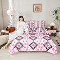 thumbnail image 4 of Manfei Hippie Geometric Aztec Bedding Comforter Set, Tribal Western Bohemian Twin Comforter Sets, Mandala Theme Reversible Bedding Set, Microfiber Bedroom Decor, 2-Piece, 4 of 8