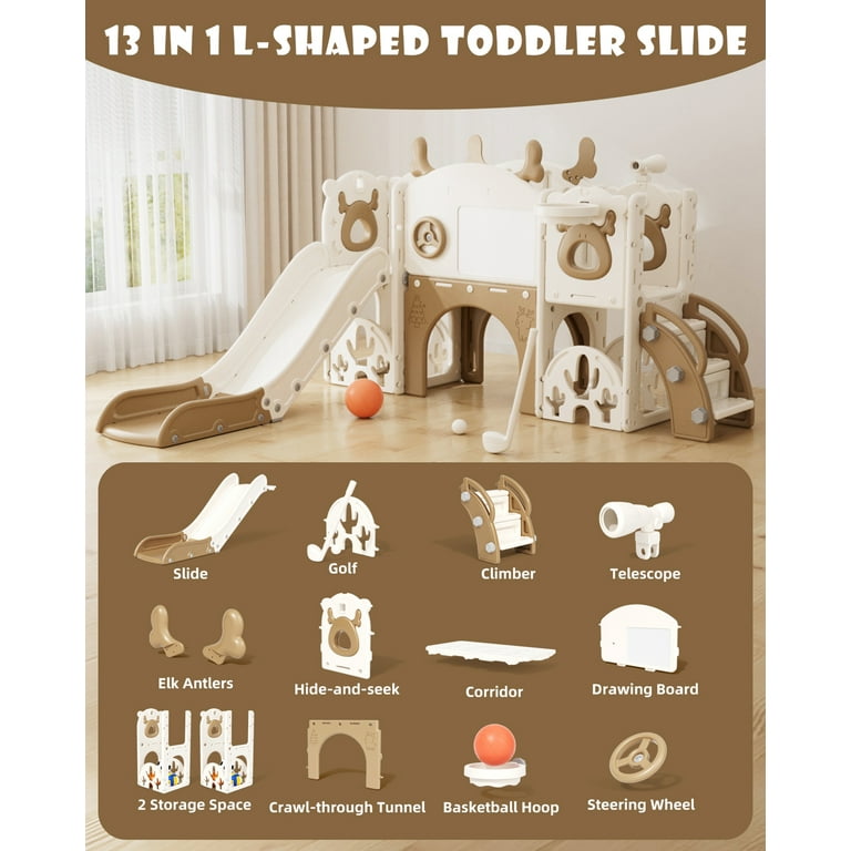 KORIMEFA 13 in 1 Toddler Slide Set, Kids Slide for baby Age 1-4
