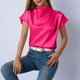 thumbnail image 5 of Camisetas de Manga Corta de Cuello Alto para Mujeres Moda Casual Primavera Cuello Redondo Medio Cuello Alto Hombro Izquierdo Plisado Superior, 5 of 6