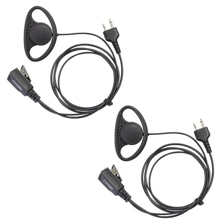 Lot 2 x Coodio D_Ring Earpiece Police Security Headset inline PTT Mic Microphone For 2 Pin Midland 2 Way Radio Walkie