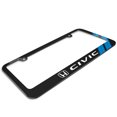 thumbnail image 3 of Honda Civic Blue Carbon Fiber Texture Stripe Black Metal License Plate Frame, 3 of 8