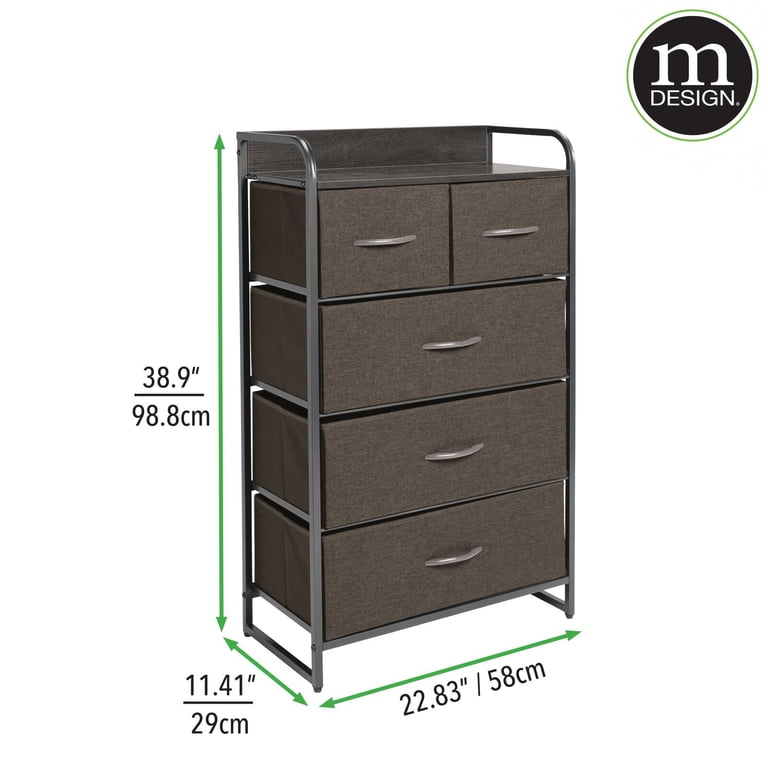 m design dresser mDesign Narrow Dresser Storage Tower Stand with 4 Fabric Drawers,, Color: Espresso, Count: 1, Size: 8 x 19 x 29.7