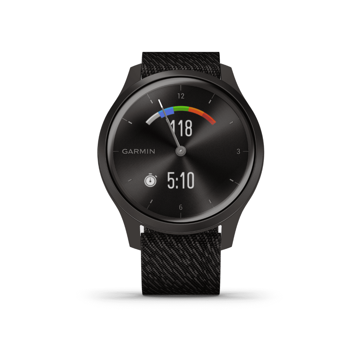 Garmin Vívomove Style, Graphite with Black Pepper Woven Nylon Band, GPS Smartwatch