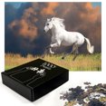 thumbnail image 2 of Ambesonne Animal Jigsaw Puzzle Durable Cardboard, Andalusian Horse Dusk, 1000 pcs, White Orange Green, 2 of 5