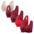 thumbnail image 1 of Latrodar Front Closure Bras for Women Bras for Women Pack 5PCS Supportive Bralettes Wireless Plunging Smooth Full Coverage Brassiere with Wide Straps Solid Embroidered Underwear for Lady Running, 1 of 4