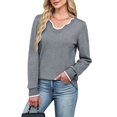 thumbnail image 2 of Women'S Sweaters Casual V-Neck Long Sleeve Sweaters Loose Solid Fall Tops Pullover Sweater Gray XXL, 2 of 7