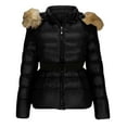 thumbnail image 5 of AUNVITO Women's Winter Down Jacket Imitation Raccoon Collar Belted Short Coat Casual and Fashionable Winter Style, 5 of 8