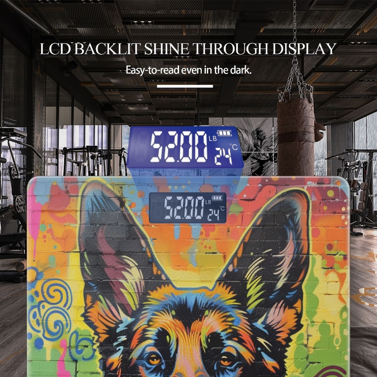 High Precision Body Weight Scale Smart Bathroom Scales with Large LCD Display(400lbs),Decorative for Bedroom-Vibrant Graffiti Mural Of German Shepherd