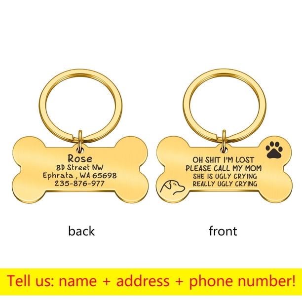 Collar personalizado, etiqueta de identificación de mascota, nombre de identificación de mascota grabado para gato, cachorro, etiqueta de perro, colgante, llavero, etiqueta de hueso, accesorios para mascotas, triangulación de envíos Tan Jianjun unisex
