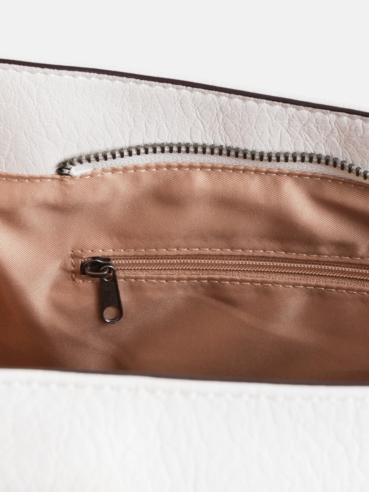 No Boundaries Women's Faux Leather Shoulder Bag, Cream