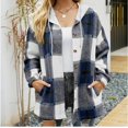 thumbnail image 3 of Aricy Women's Casual Plaid Hooded Jackets Shacket Flannel Drawstring Long Sleeve Plaid Jacket Button Down Coats Shirt Warm Hoodie Blouse fall Tops with Pocket, 3 of 5