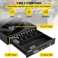 thumbnail image 4 of Cash Register Drawer, 13" 12 V, for POS System with 4 Bill 5 Coin Cash Tray, Removable Coin Compartment & 2 Keys Included, RJ11/RJ12 Cable for Supermarket, Bar, Coffee Shop, Restaurant(USD Only), 4 of 7