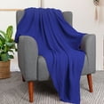 thumbnail image 3 of PiccoCasa 100% Cotton Soft Knitted Throw Solid Blanket for Couch Sofa Bedroom, Royal Blue 50"x60", 3 of 8