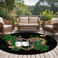 thumbnail image 4 of Round Area Rug 5 Ft, St. Patrick's Day Washable Non-Slip Circle Carpet for Living Room/Bedroom, Green Shamrock Leaf Gold Leopard Love Black Low-Profile Runner Mats Collection Rugs for Indoor, 4 of 8